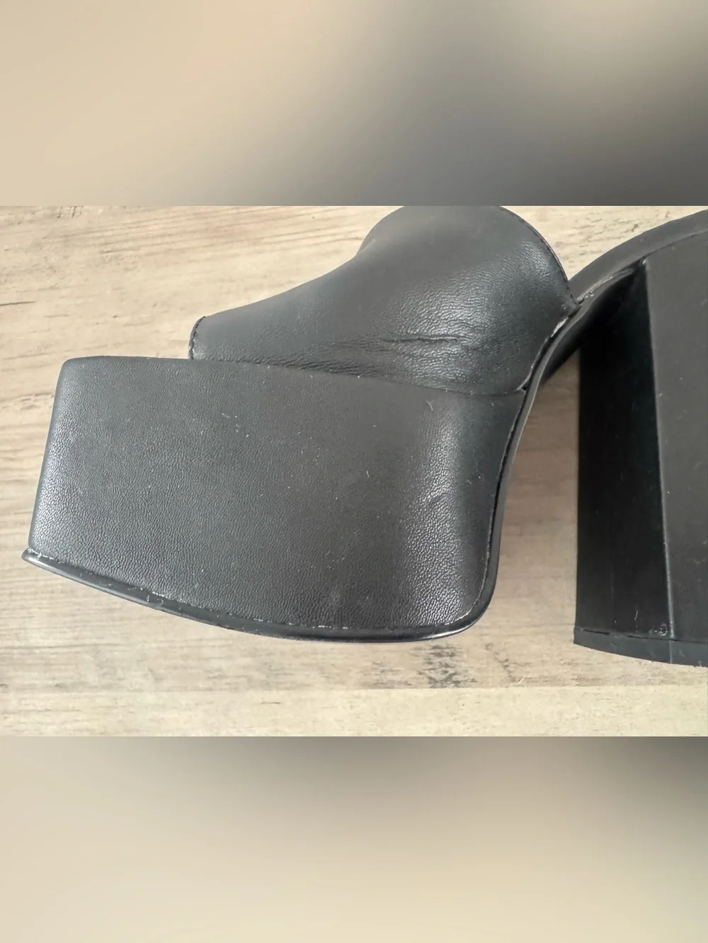 Steve Madden Trixie Black Leather Platforms